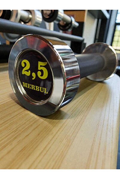 MERBUL 2.5 Kg Çelik Dumbell Krom Gövde Siyah Üzeri Sarı Yazı K-3r Model