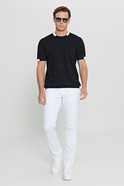 ALTINYILDIZ CLASSICS Men's Black Standard Fit Regular Cut Crew Neck Knitwear T-Shirt