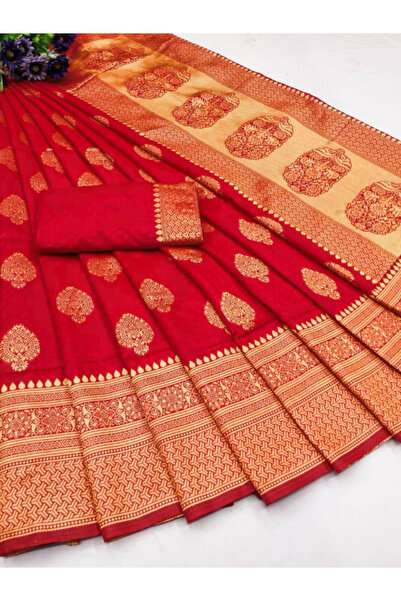 MYSMAR Mysamar Red Lichi Silk Saree - FFT3825 | Red
