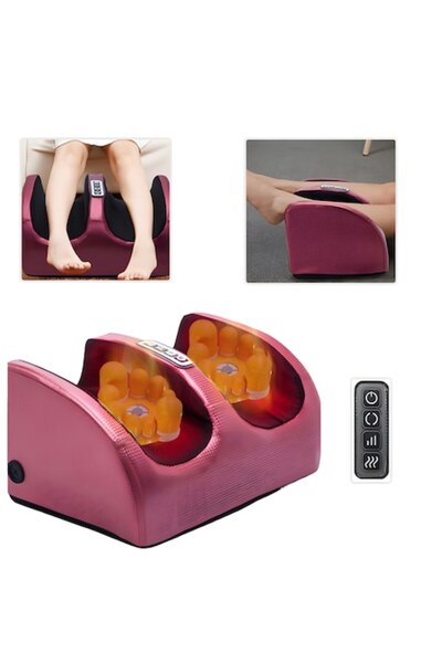 OEM Multifunctional Foot Massager with Heating, 3 Intensity Levels, Bidirectional Massage — Red