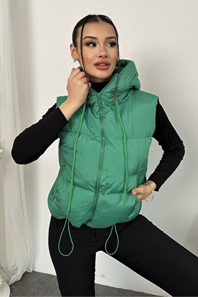 moda armanc Γυναικείο κοντό πουπουλένιο γιλέκο με κουκούλα – Πουπουλένιο, χειμερινό, αθλητικό casual, αδιάβροχο