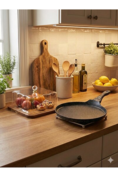 ABAREEK Non-stick frying pan with a dotted surface and black handle. 25 cm size