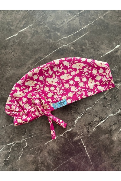 Tosbics Store Krem Çiçekli Pembe Cerrahi Bone (İthal Kumaş)