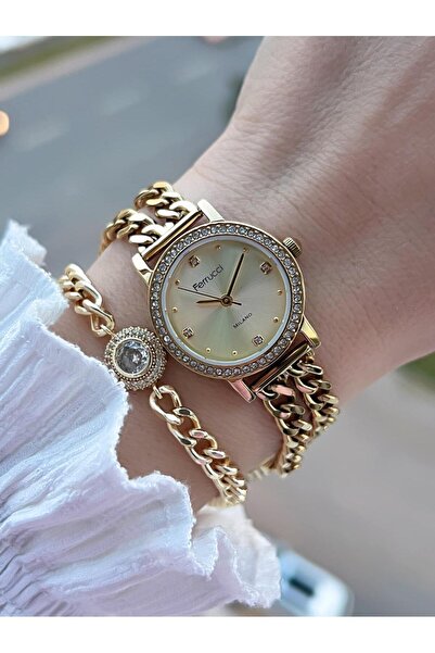 Ferrucci Small Vintage Case Steel Band 2 Years Warranty 3 Atm Women Wristwatc...