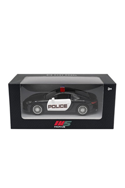 OEM Black Metallic Police Sports Car – 1:32 Scale Pull Back Lights Sounds Kid...