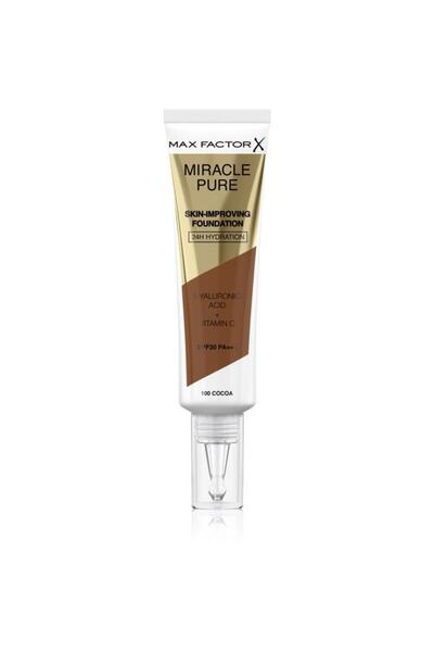 Max Factor Miracle Pure, Acid Hialuronic, Radiant, Fond de Ten Lichid și Ser 2 în 1, Cacao, 100, SP