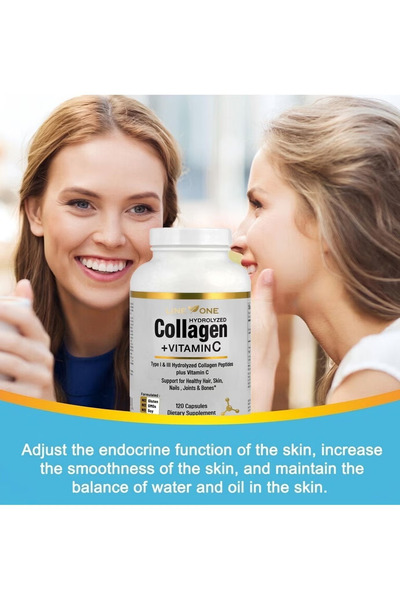 LINE ONE Collagen+Vitamin C Beauty Hair And Nails Vitamins For Women Collagen Up Skin Whitening- 120Capsules