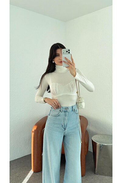 HAZELANNA Yarı Transparan Beyaz Bluz