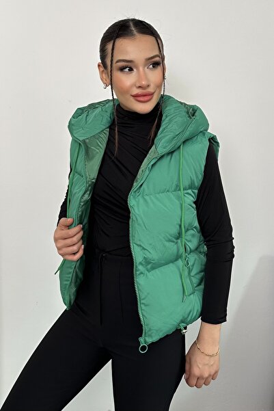 moda armanc Γυναικείο κοντό πουπουλένιο γιλέκο με κουκούλα – Πουπουλένιο, χειμερινό, αθλητικό casual, αδιάβροχο