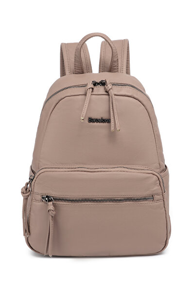 Hüvendo Barcelona Medium Size Multi-Pocket Soft Design Sports and Casual Women's Backpack Light Mink