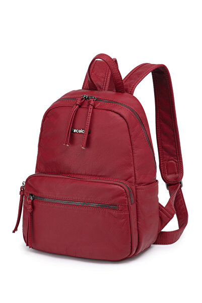 Hüvendo Barcelona Medium Size Multi-Pocket Soft Design Sports and Casual Women's Backpack Burgundy