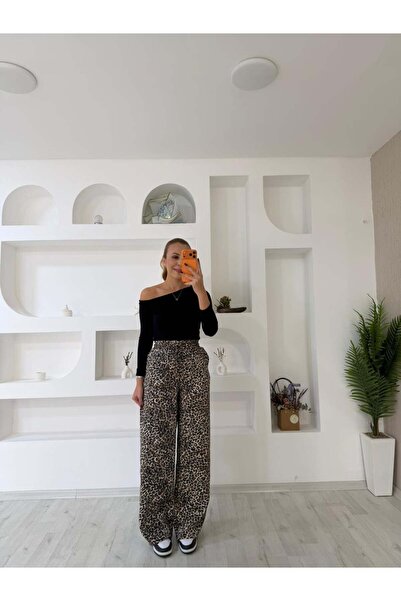 İrka Moda Leopar Bol Paça Pantolon