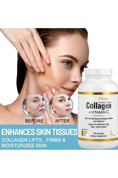 LINE ONE Collagen+Vitamin C Beauty Hair And Nails Vitamins For Women Collagen Up Skin Whitening- 120Capsules