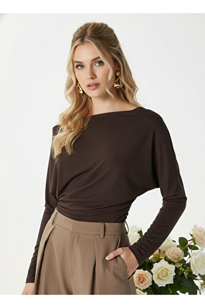 fiolin Γυναικεία κομψή ασύμμετρη μπλούζα με λεπτομέρεια στον ώμο