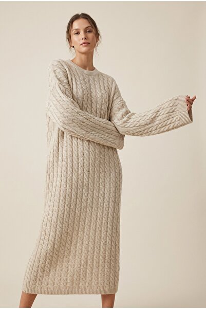 NEFESSE Saç Örgü Desenli Triko Kazak