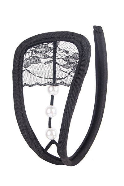 Lingerie and Fashion Style C String Pearl Red and Black Lace