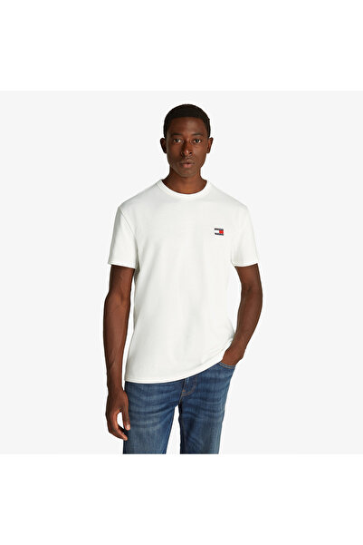 Tommy Hilfiger Tommy Jeans Reg Badge Ext Erkek Beyaz T-Shirt