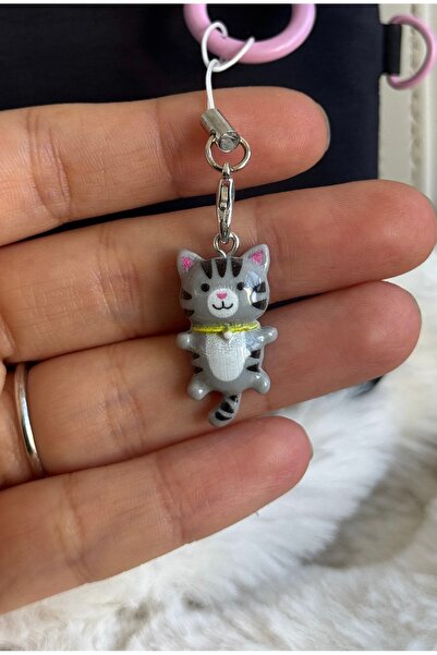 WhimsyWhite Cat Phone Charm, Colorful Phone and Bag Decoration