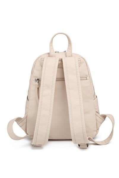 Hüvendo Barcelona Medium Size Multi-Pocket Soft Design Sports and Casual Women's Backpack Beige
