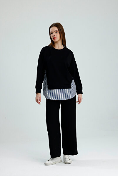 VOICTEC Women's Modal Fabric Soft Touch Shirt Paneled Sweat Pants Double Set