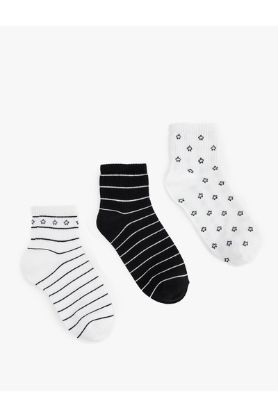Koton Star Patterned Cotton 3-Piece Sock Set