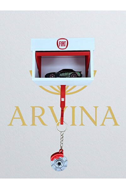 Arvina Atelier حامل مفاتيح ثلاثي الأبعاد على شكل سيارة فيات مع حامل جراج صغير...