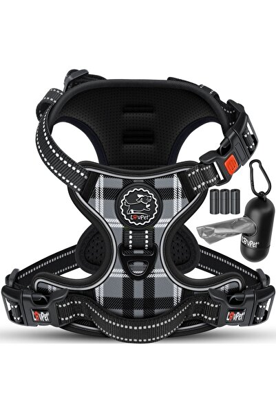 Lovpet Ham reflectorizant pentru câini Gri carouri- S