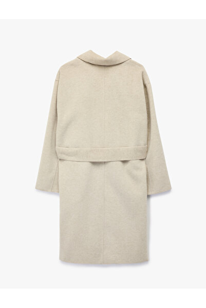 Koton Double-Breasted Long Sleeve Cashmere Coat with Belt Detail and Buttons