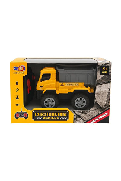 OEM Xuda Toys Camion de construcții cu telecomandă galbenă – Jucărie cu lumin...