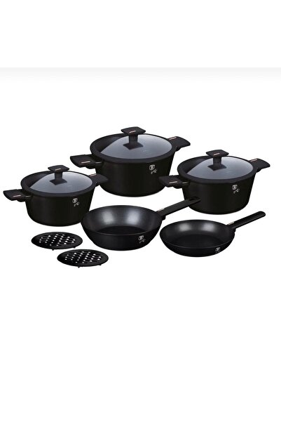 Berlinger Haus Monaco Collection BH7081 cookware set, 10 pieces, 1-6.1l, 20-28cm, aluminum, black