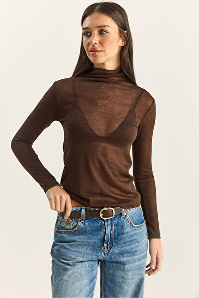 Bianco Lucci Γυναικεία μπλούζα με μισό ζιβάγκο Modal Ultra Light 1011 60283865