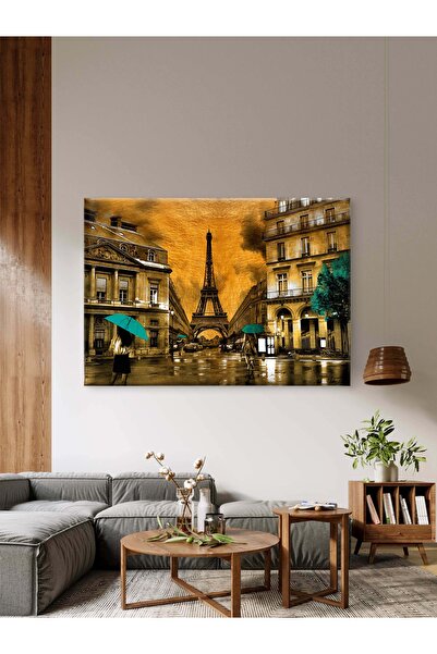 ESLEM Paris Eyfel Temalı Dijital Baskı Kanvas Tablo – Modern Romantik Şehir D...