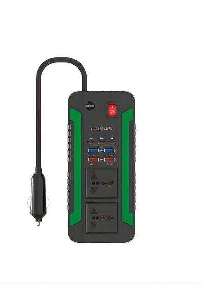 Green Lion جرين ليون سبارك 300 واط عاكس كهربائي متعدد المنافذ للسيارة مع شحن ...