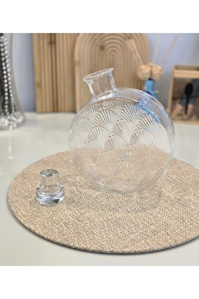 Berina home İşlemeli Cam Kapaklı Sürahi, Şık Şerbetlik, Kahve Sunumluğu, Zemz...