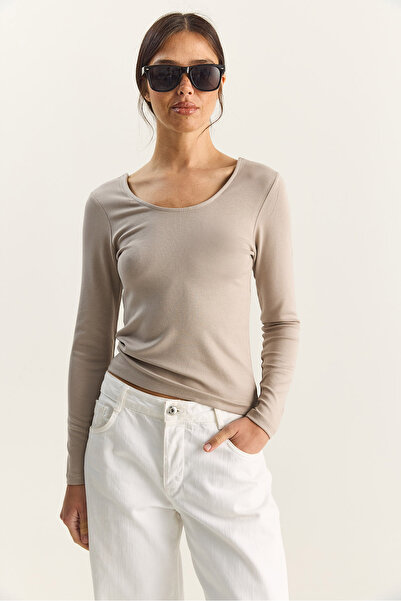 Bianco Lucci Γυναικεία μπλούζα με λαιμόκοψη σε σχήμα U 122 60283831