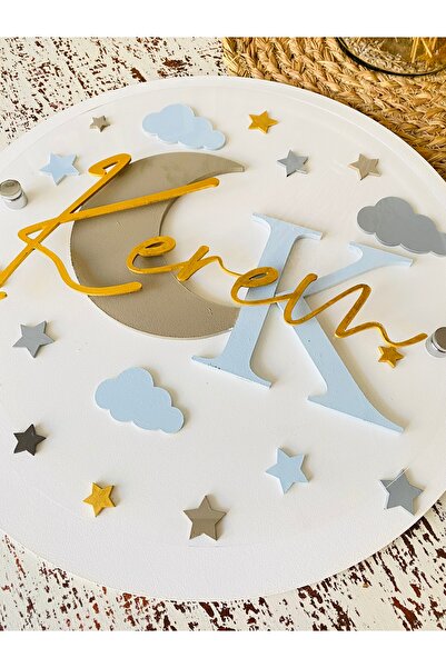 Zen Ahşap Tasarım Bebek Odası Kapı Süsü / İsimli Kapı Süsü