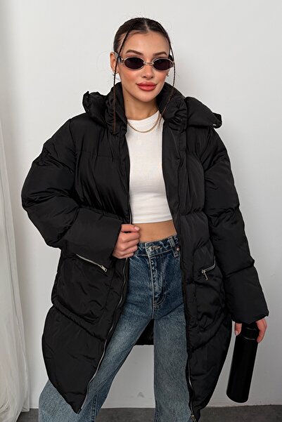 moda armanc Palton lung pentru femei cu glugă – Iarna supradimensionat rezistent la apă, cu buzunare și fermoar