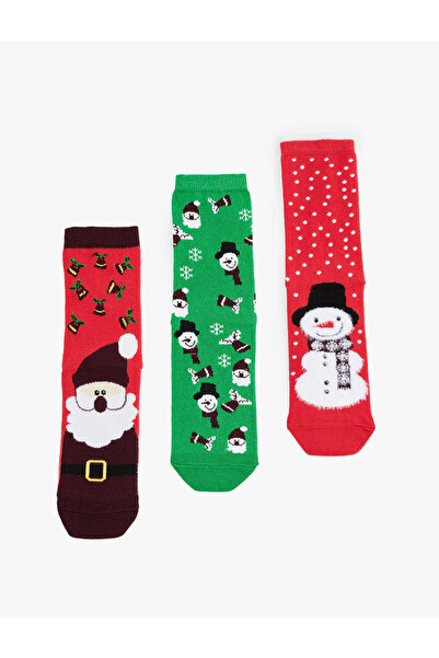 Koton Set de 3 ciorapi de Crăciun din bumbac multicolor