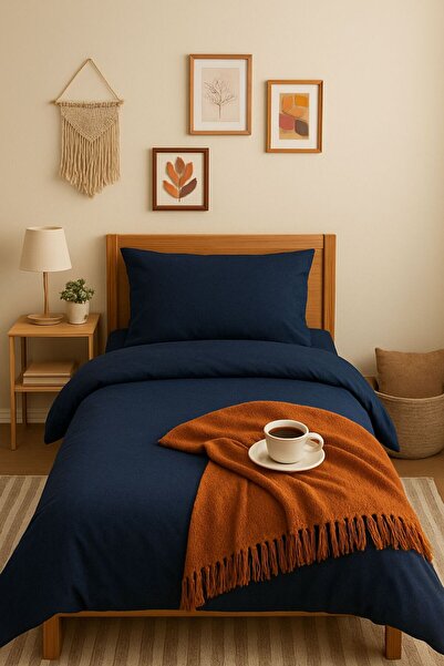 BONJARDİNHOME Navy Blue Young Room Single Duvet Cover Set