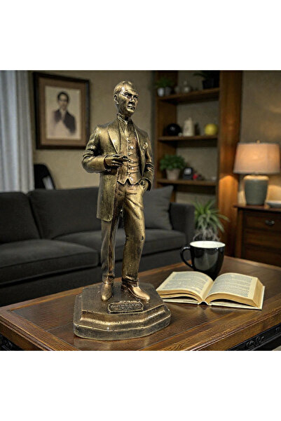 Asis Art Galery Atatürk Heykeli – 39 cm El İşçiliği Gold Efektli Lüks Dekor Ürün