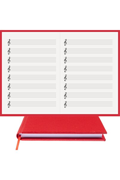 BİDEFTER Music Note Book (Left Hand Key) 100% Handmade, Hand Stitched, 2026 Special Collection – Leather Cloth –A/5