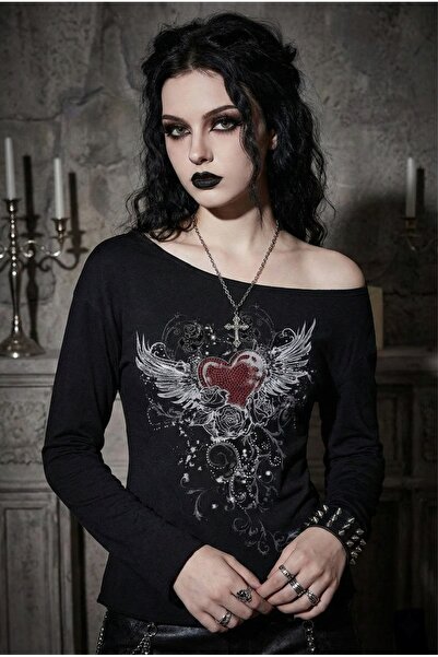Köstebek Gothic Heart Madonna Collar Blouse