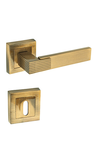 zerafev PREMİUM AHENK KARE ROZETLİ KAPI KOLU (ODA-WC-YALE KİLİT TİPLERİ)(TAKIM) ANTİK