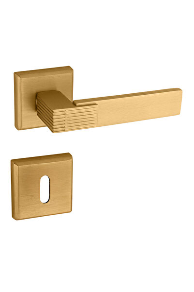 zerafev PREMİUM AHENK CLOSED ROZETLİ KAPI KOLU (ODA-WC-YALE KİLİT TİPLERİ)(TAKIM) MAT ALTIN