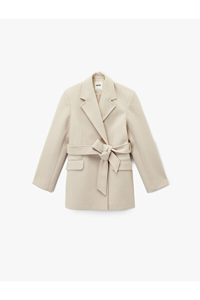 Koton Kısa Kaban Kaşe Kemerli Cepli Kruvaze Uzun Kollu