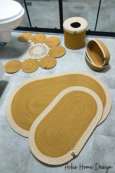 ADES HOME DESİGN Jüt,Banyo Takımı,Banyo Seti,Banyo Paspası, Paspas Takımı,Mak...