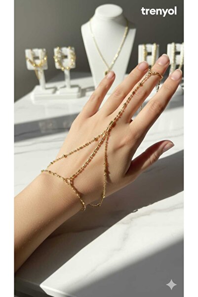 bujiteris 🌟 Modern Zarafet: Gold Rengi Zincir Detaylı Şahmeran Bileklik ✨