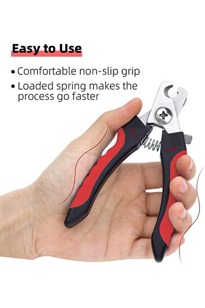 Mumoo bear Dog & Cat Nail Clippers with Nail File and Safety Guard (Red, Size L)