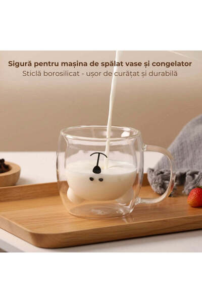 dealshopromania Set de 12 cești de cafea cu pereți dubli din sticlă rezistent...