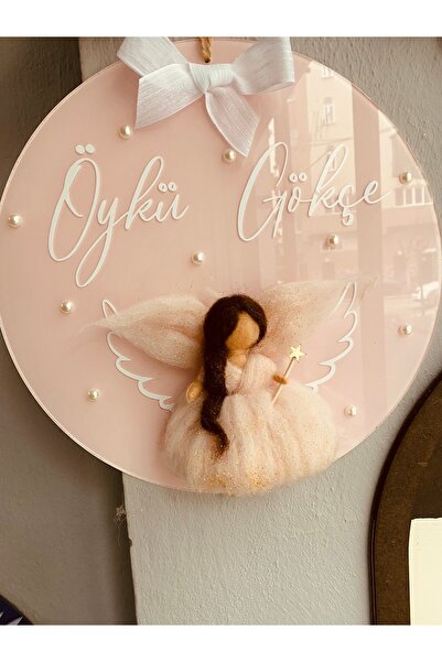 Zen Ahşap Tasarım Bebek Odası Kapı Süsü / Peri Kızı Kapı Süsü